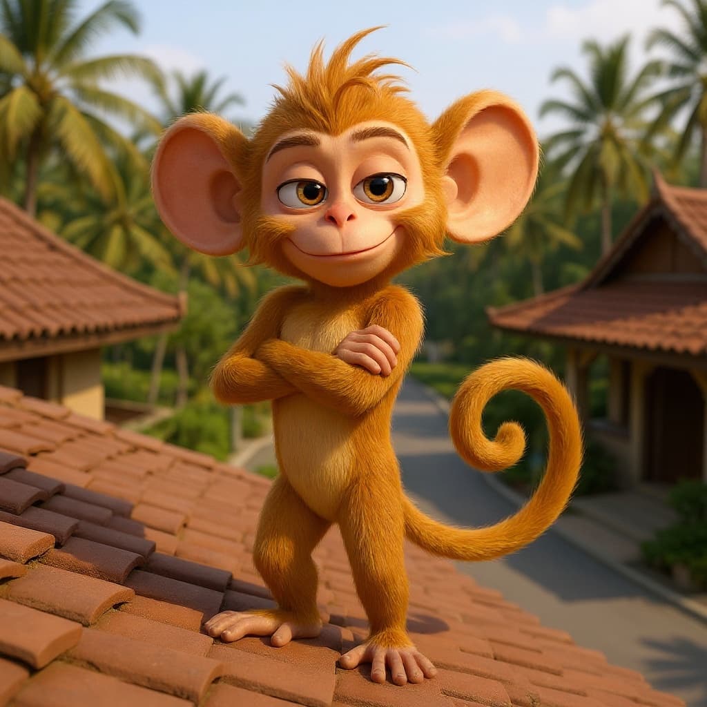 Dalam standing on a Bali rooftop